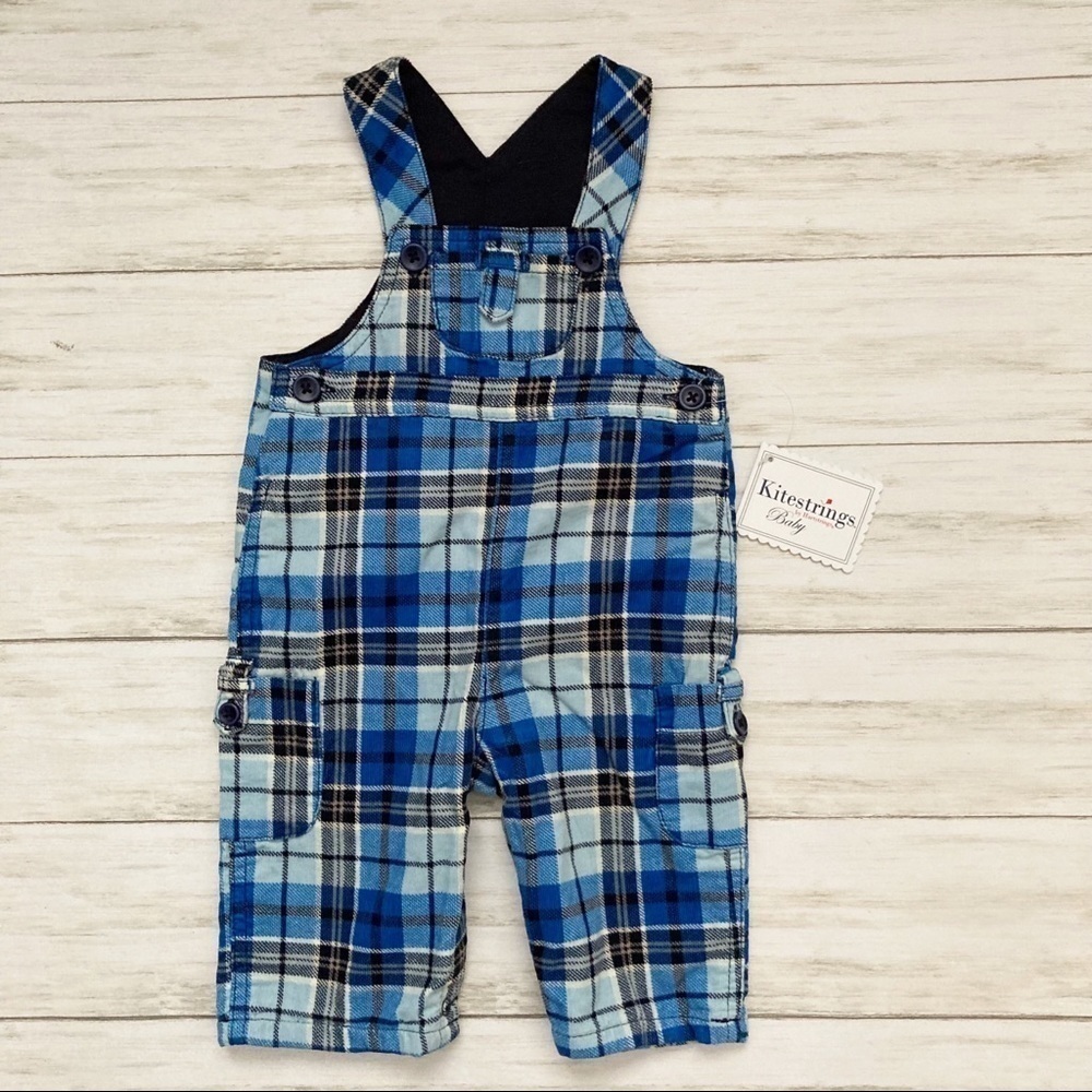 NWT Kitestrings by Hartstrings Plaid Baby Overalls